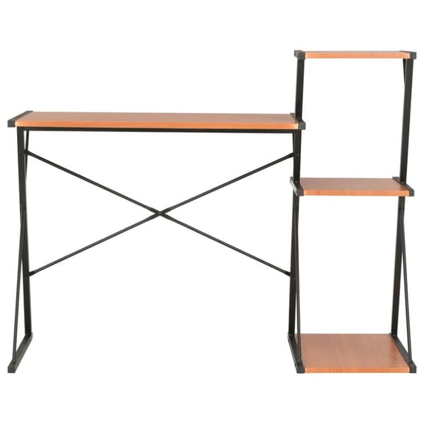 vidaXL Työpöytä hyllyllä musta ja ruskea 116x50x93 cm - Kirjoituspöydät