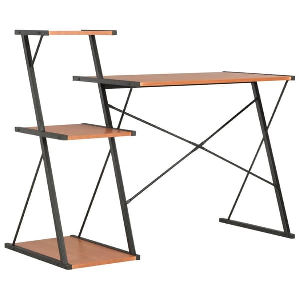 vidaXL Työpöytä hyllyllä musta ja ruskea 116x50x93 cm - Kirjoituspöydät