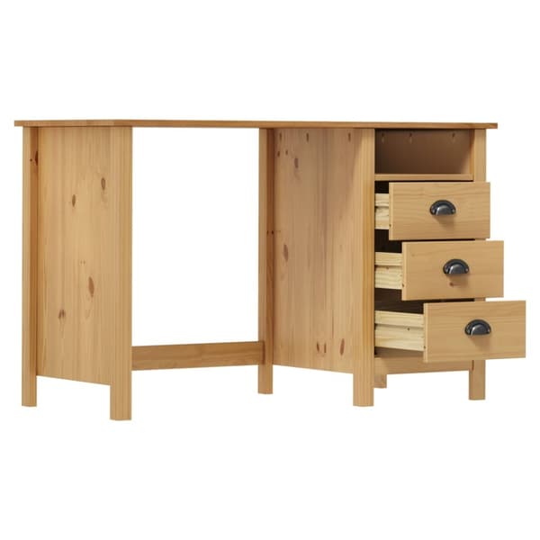 vidaXL Työpöytä Hill 3 laatikolla 120x50x74 cm täysi mänty -  Kirjoituspöydät
