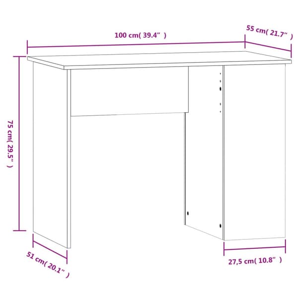 vidaXL Työpöytä harmaa Sonoma 100x55x75 cm tekninen puu - Kirjoituspöydät