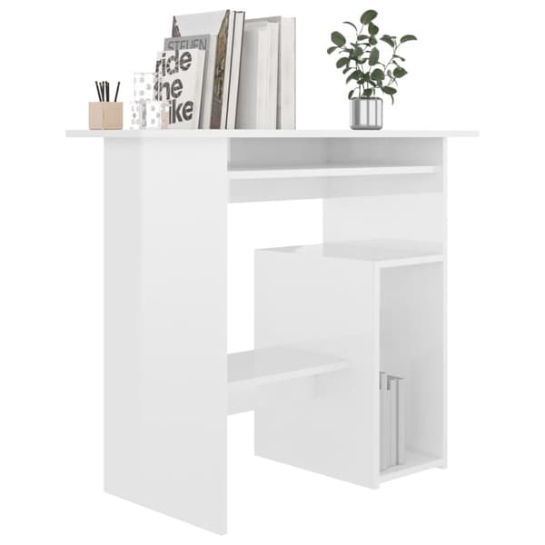 vidaXL Työpöytä korkeakiilto valkoinen 80x45x74 cm tekninen puu -  Kirjoituspöydät