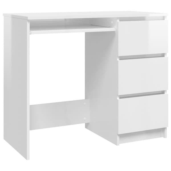 vidaXL Työpöytä korkeakiilto valkoinen 90x45x76 cm tekninen puu - Kirjoituspöydät