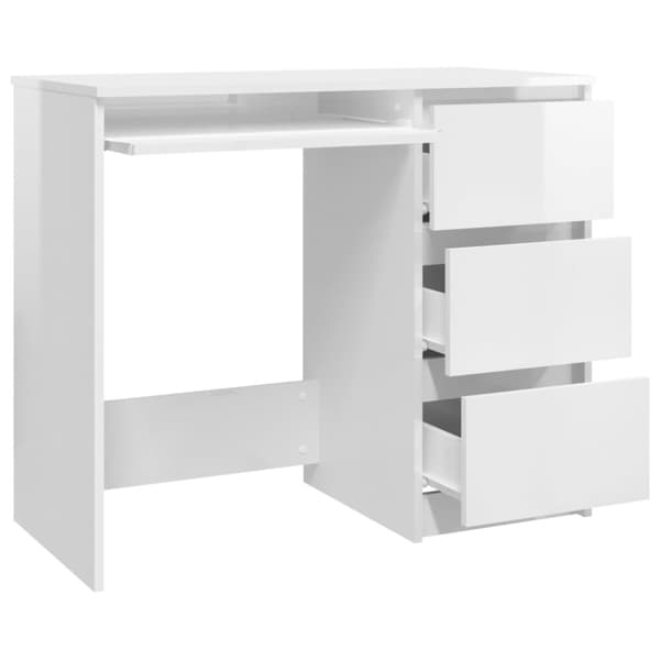 vidaXL Työpöytä korkeakiilto valkoinen 90x45x76 cm tekninen puu - Kirjoituspöydät