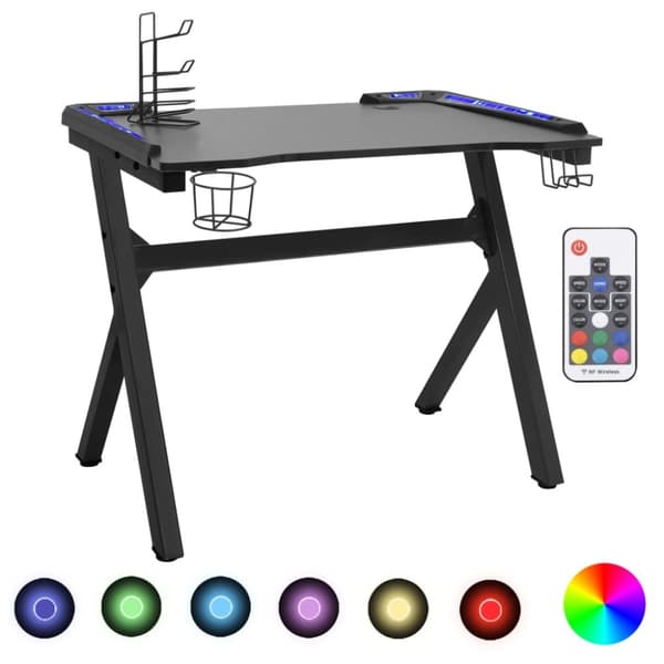 vidaXL Pelipöytä LED-valot ja Y-muoto musta 90x60x75 cm -  Kirjoituspöydät