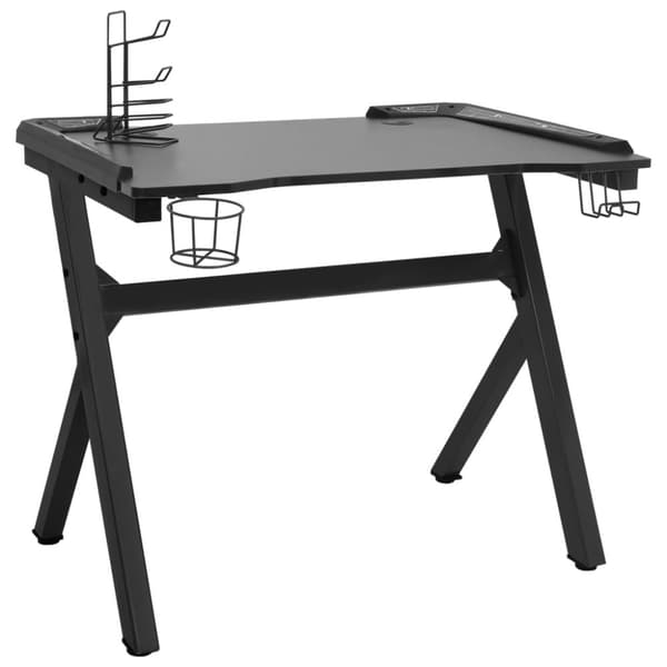vidaXL Pelipöytä LED-valot ja Y-muoto musta 90x60x75 cm -  Kirjoituspöydät