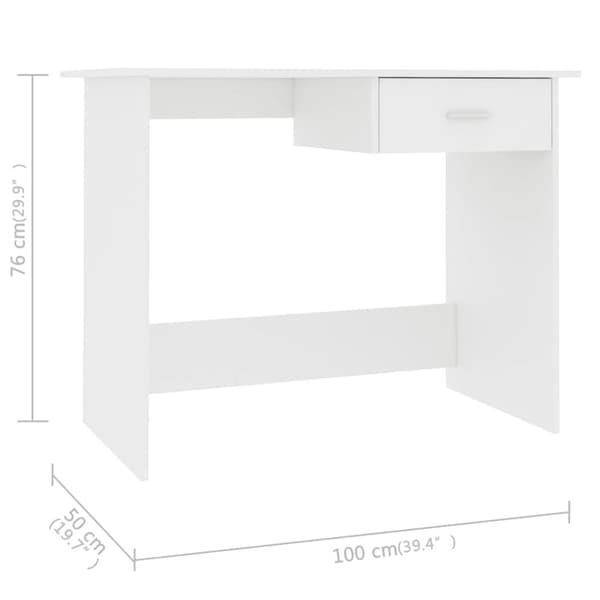 vidaXL Työpöytä valkoinen 100x50x76 cm tekninen puu -  Kirjoituspöydät
