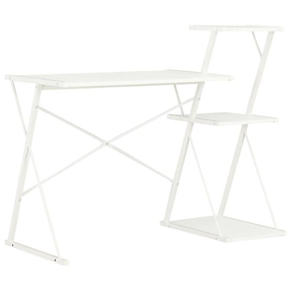 vidaXL Työpöytä hyllyllä valkoinen 116x50x93 cm -  Kirjoituspöydät