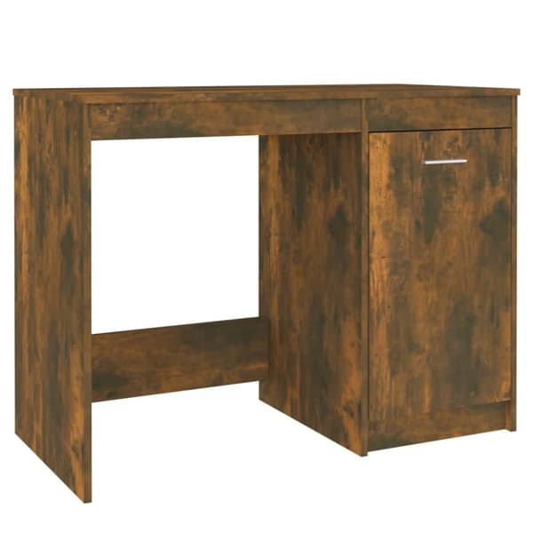 vidaXL skrivebord 100x50x76 cm konstrueret træ røget egetræsfarve - Skriveborde