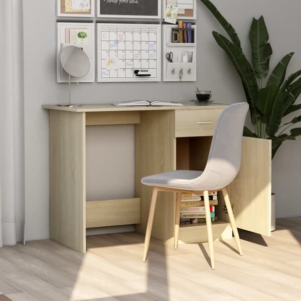 vidaXL skrivebord 100x50x76 cm konstrueret træ sonoma-eg -  Skriveborde