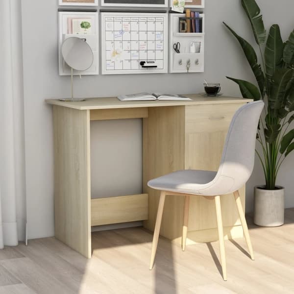 vidaXL skrivebord 100x50x76 cm konstrueret træ sonoma-eg -  Skriveborde