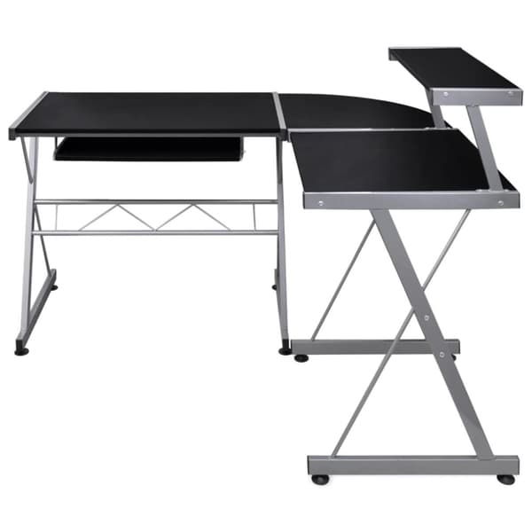 vidaXL Kulmatietokonepöytä musta 132x112x99 cm tekninen puu -  Kirjoituspöydät