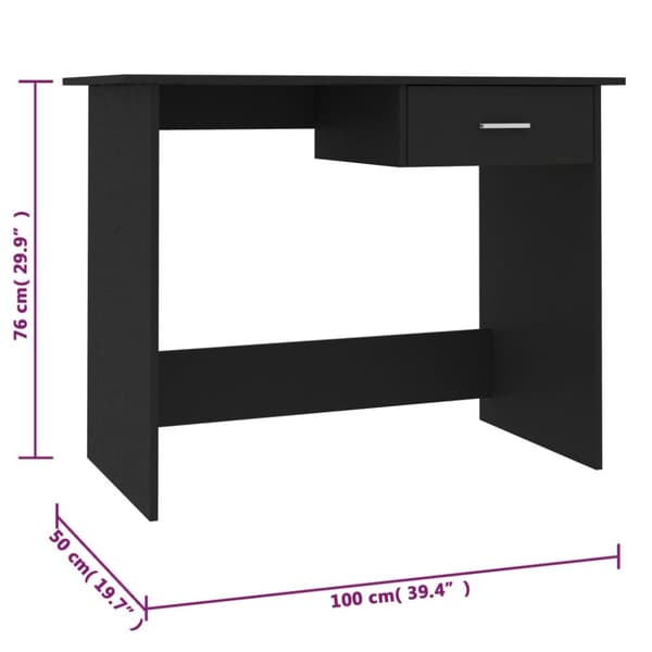 vidaXL Työpöytä musta 100x50x76 cm tekninen puu -  Kirjoituspöydät