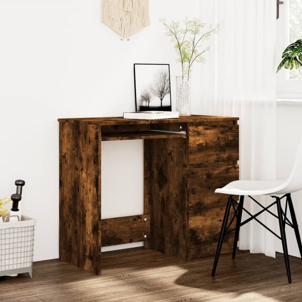 vidaXL Skrivbord rökfärgad ek 90x45x76 cm konstruerat trä -  Skrivbord