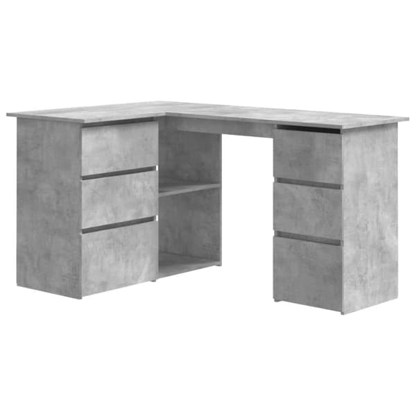 vidaXL skrivebord til hjørne 145x100x76 cm konstrueret træ betongrå -  Skriveborde