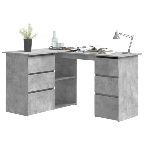 vidaXL skrivebord til hjørne 145x100x76 cm konstrueret træ betongrå -  Skriveborde