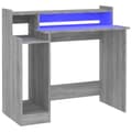 Miniatyrbillede 3 af 11: vidaXL skrivebord m. LED-lys 97x45x90 cm konstrueret træ grå sonoma-eg -  Skriveborde