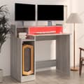 Miniatyrbillede 5 af 11: vidaXL skrivebord m. LED-lys 97x45x90 cm konstrueret træ grå sonoma-eg -  Skriveborde