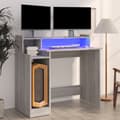 Miniatyrbillede 1 af 11: vidaXL skrivebord m. LED-lys 97x45x90 cm konstrueret træ grå sonoma-eg -  Skriveborde