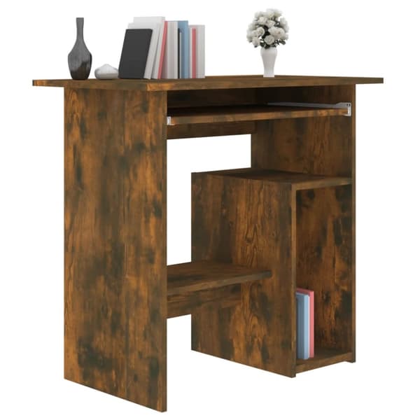 vidaXL skrivebord 80x45x74 cm konstrueret træ røget egetræsfinish -  Skriveborde