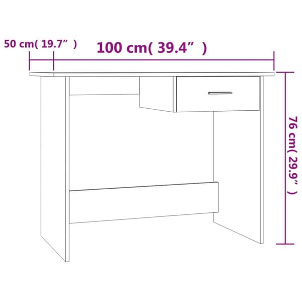vidaXL skrivebord 100x50x76 cm konstrueret træ sonoma-eg - Skriveborde