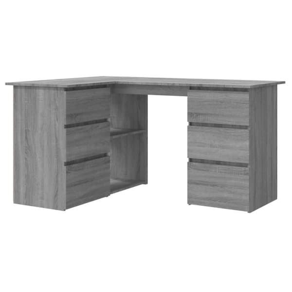 vidaXL Kulmapöytä harmaa Sonoma 145x100x76 cm tekninen puu - Kirjoituspöydät