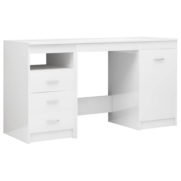 vidaXL skrivebord 140x50x76 cm spånplade hvid højglans -  Skriveborde