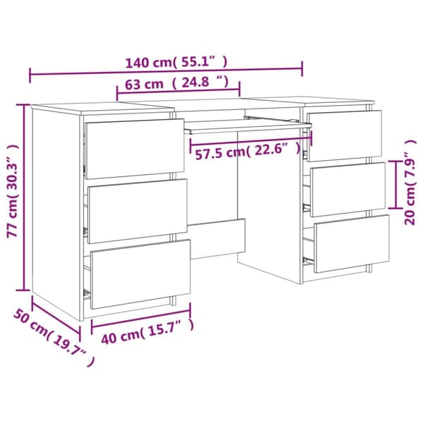 vidaXL Kirjoituspöytä betoninharmaa 140x50x77 cm tekninen puu - Kirjoituspöydät