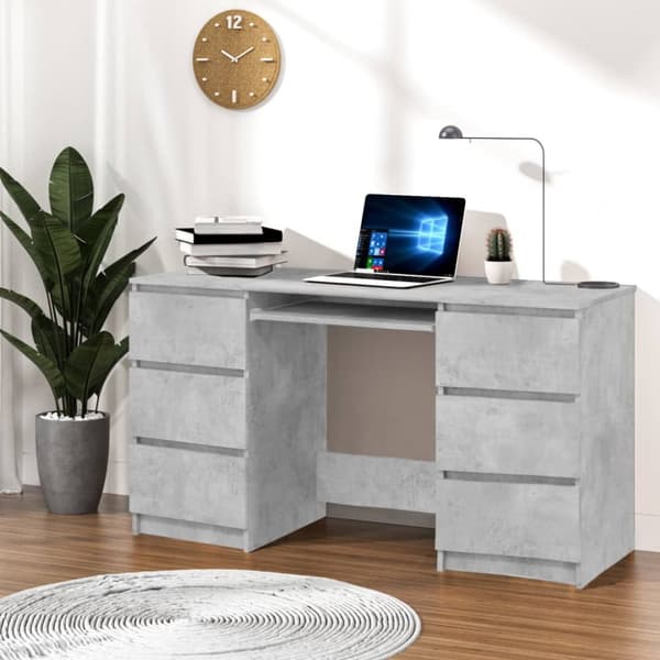 vidaXL Kirjoituspöytä betoninharmaa 140x50x77 cm tekninen puu - Kirjoituspöydät