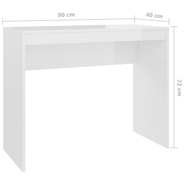 vidaXL Työpöytä korkeakiilto valkoinen 90x40x72 cm tekninen puu - Kirjoituspöydät