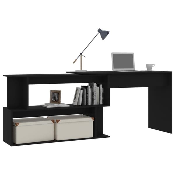 vidaXL skrivebord til hjørne 200x50x76 cm konstrueret træ sort -  Skriveborde