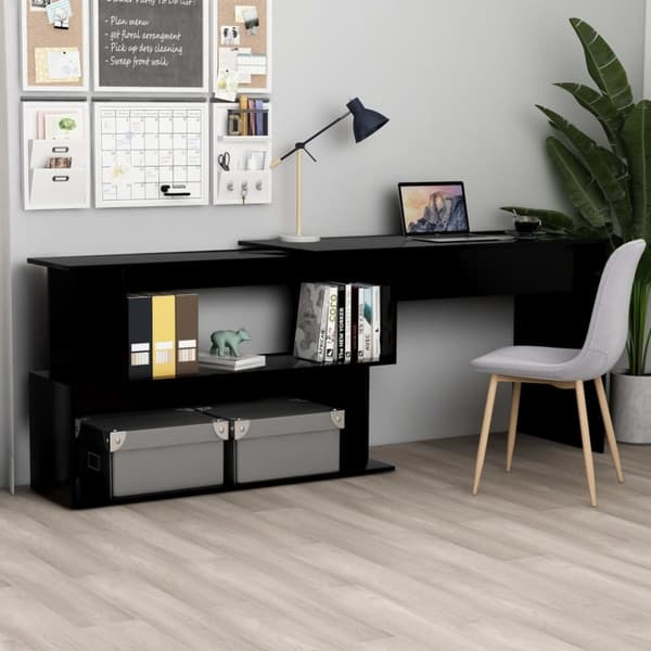 vidaXL skrivebord til hjørne 200x50x76 cm konstrueret træ sort -  Skriveborde