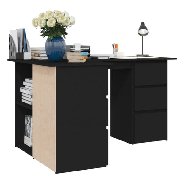 vidaXL skrivebord til hjørne 145x100x76 cm konstrueret træ sort -  Skriveborde