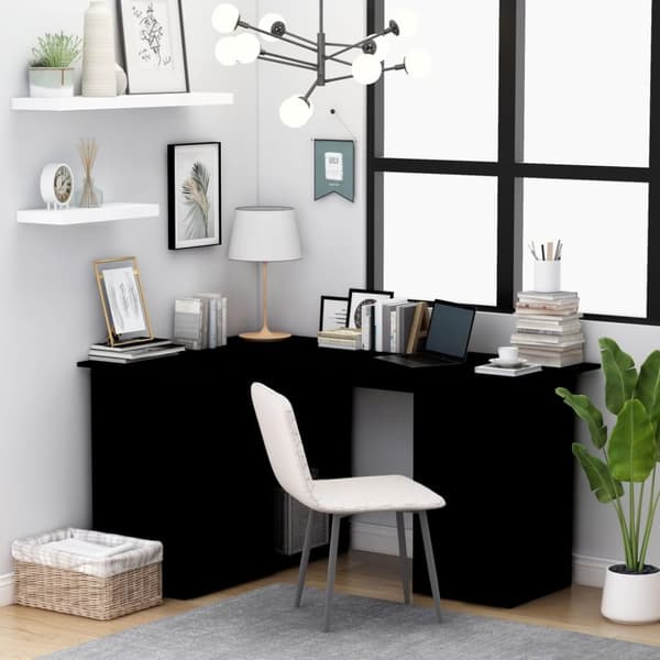 vidaXL skrivebord til hjørne 145x100x76 cm konstrueret træ sort -  Skriveborde