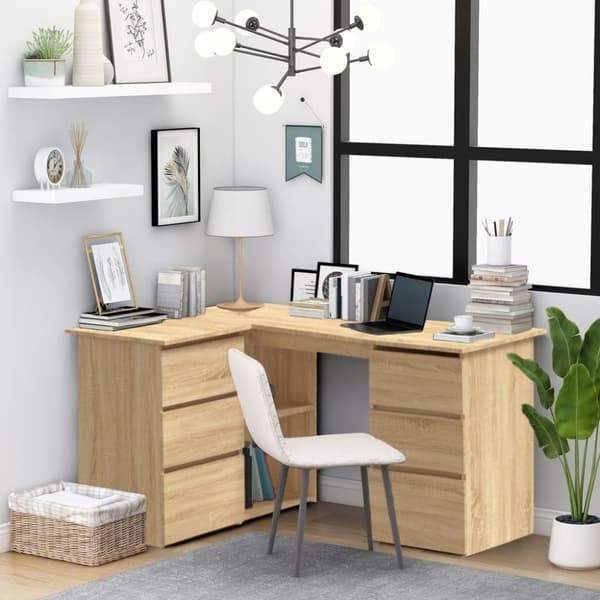 vidaXL skrivebord 145x100x76 cm konstrueret træ sonoma-eg -  Skriveborde