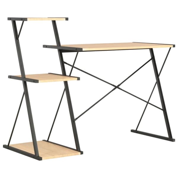 vidaXL Työpöytä hyllyllä musta ja tammi 116x50x93 cm -  Kirjoituspöydät