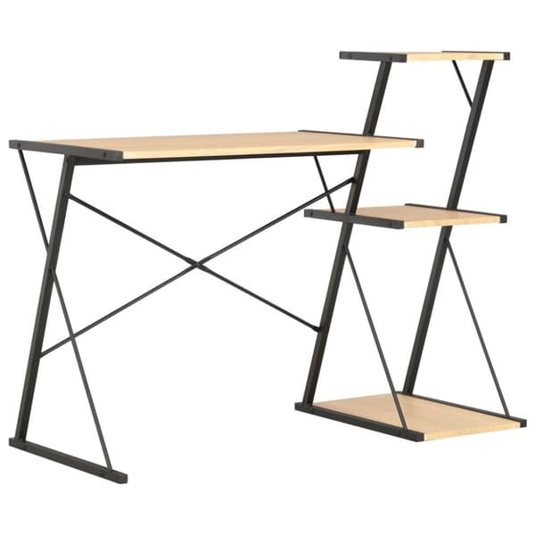 vidaXL skrivebord med hylde 116 x 50 x 93 cm sort og eg -  Skriveborde