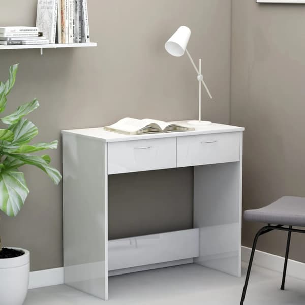vidaXL Työpöytä korkeakiilto valkoinen 80x40x75 cm lastulevy -  Kirjoituspöydät