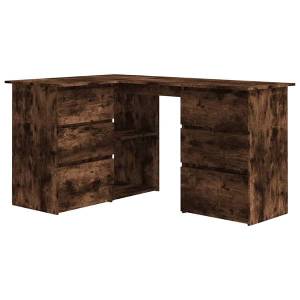 vidaXL skrivebord 145x100x76 cm konstrueret træ røget egetræsfinish -  Skriveborde