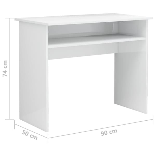 vidaXL Skrivbord vit högglans 90x50x74 cm konstruerat trä - Skrivbord