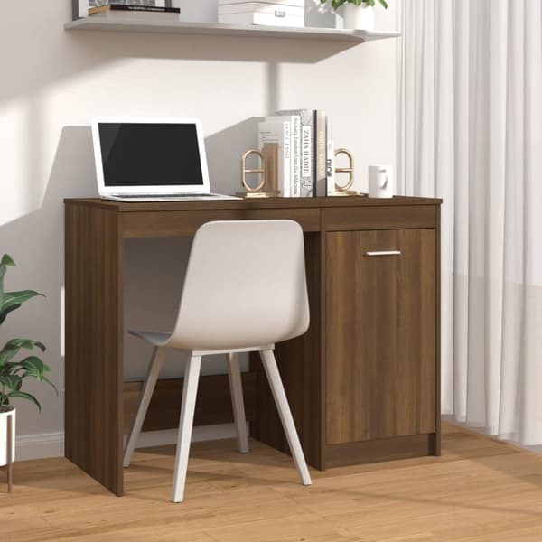 vidaXL Työpöytä ruskea tammi 100x50x76 cm tekninen puu -  Kirjoituspöydät