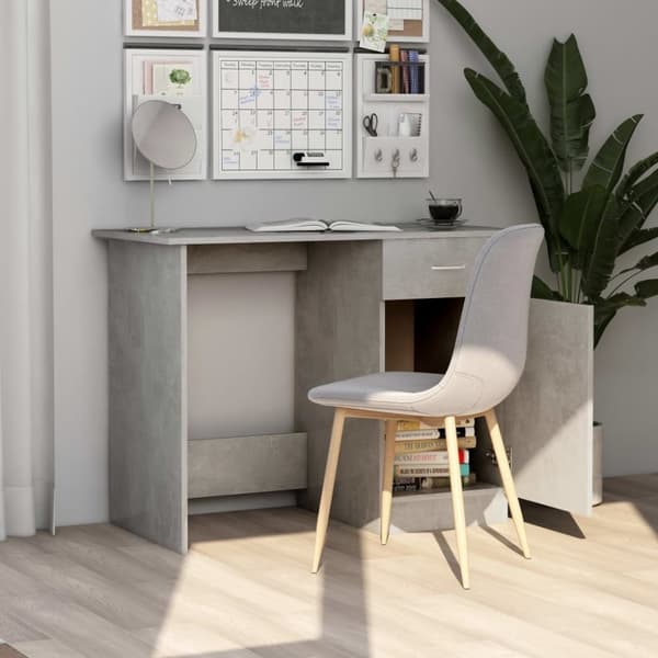vidaXL skrivebord 100x50x76 cm konstrueret træ betongrå - Skriveborde