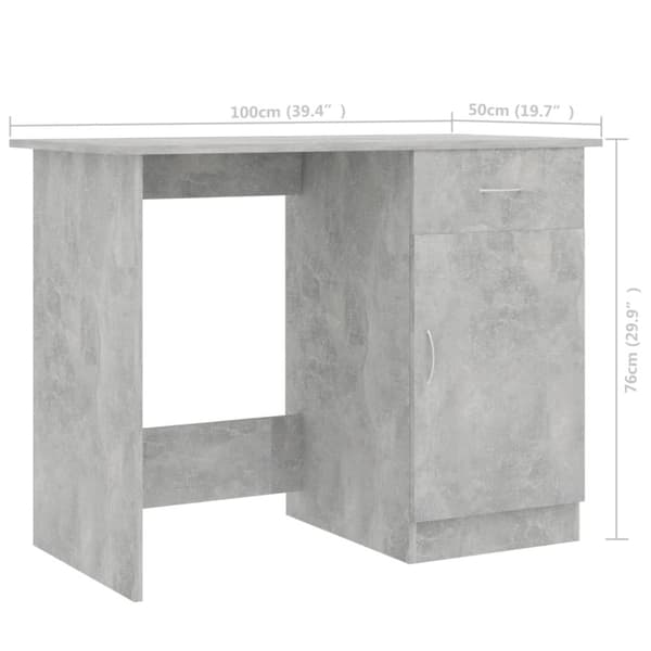 vidaXL skrivebord 100x50x76 cm konstrueret træ betongrå - Skriveborde