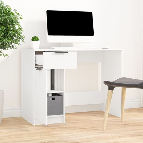 vidaXL skrivebord 100x50x75 cm konstrueret træ hvid -  Skriveborde