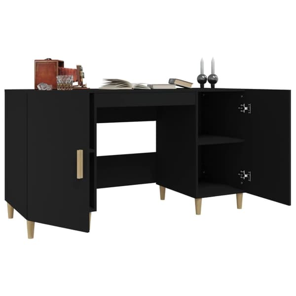vidaXL skrivebord 140x50x75 cm konstrueret træ sort -  Skriveborde