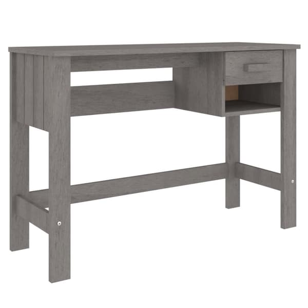 vidaXL skrivebord HAMAR 110x40x75 cm massivt fyrretræ lysegrå -  Skriveborde