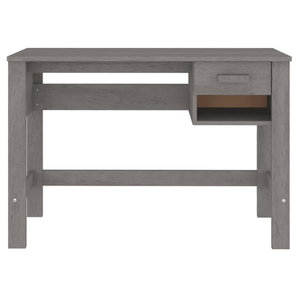 vidaXL skrivebord HAMAR 110x40x75 cm massivt fyrretræ lysegrå -  Skriveborde