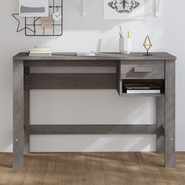 vidaXL skrivebord HAMAR 110x40x75 cm massivt fyrretræ lysegrå -  Skriveborde