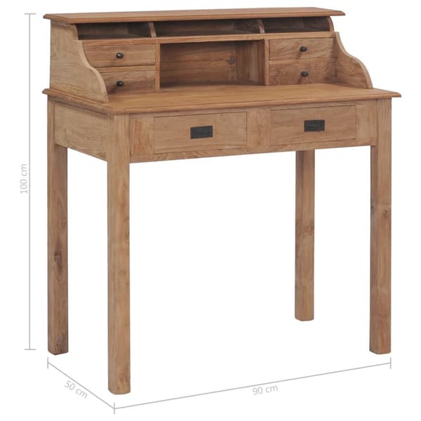 vidaXL skrivebord 90x50x100 cm massivt teaktræ - Skriveborde