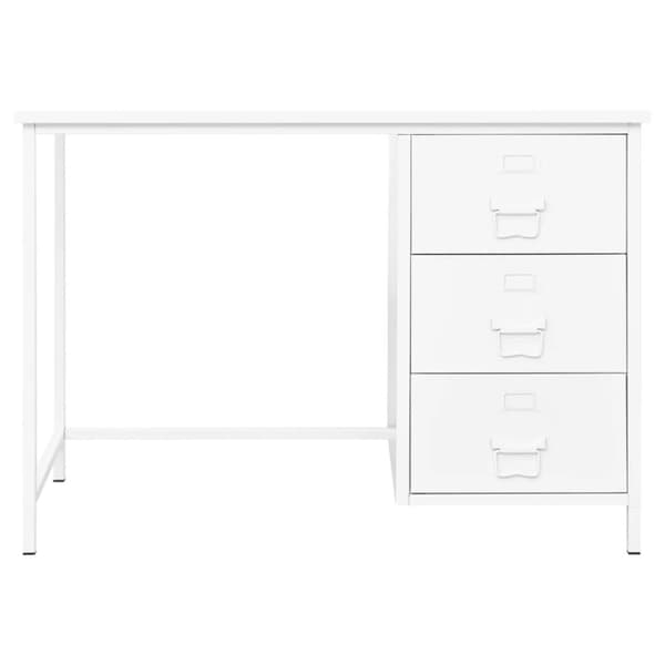 vidaXL Teollinen työpöytä laatikoilla valkoinen 105x52x75 cm teräs -  Kirjoituspöydät