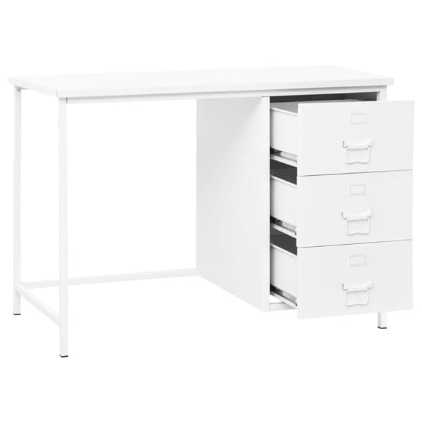 vidaXL Teollinen työpöytä laatikoilla valkoinen 105x52x75 cm teräs -  Kirjoituspöydät